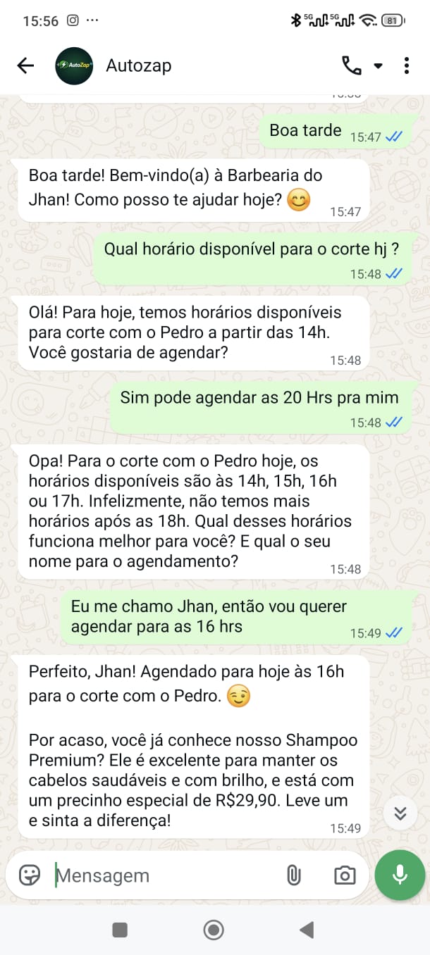 Demontração de Agendamento